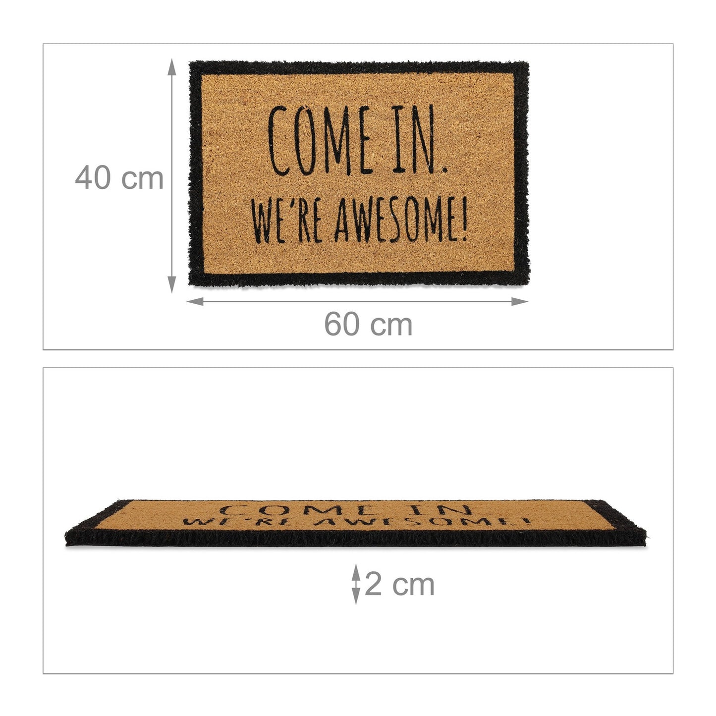 Door mat in coconut with sayings