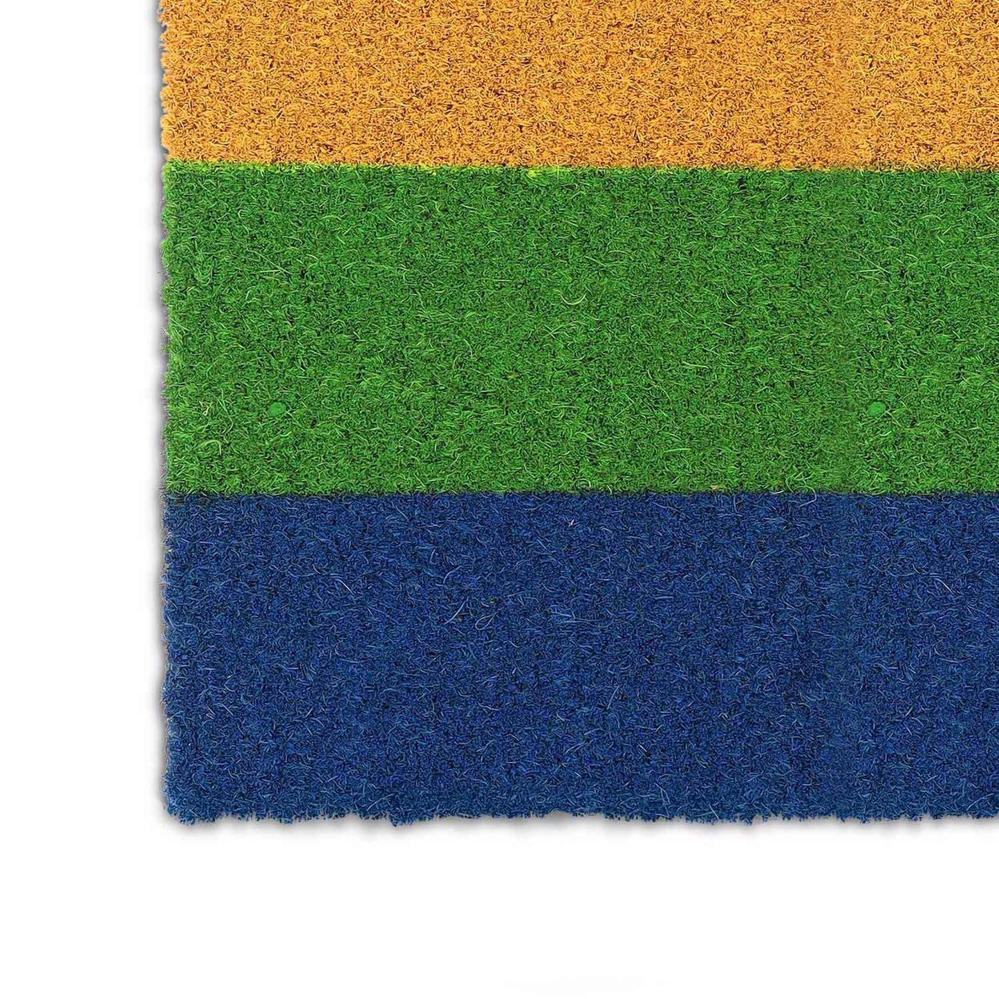 Door mat made of coconut in rainbows