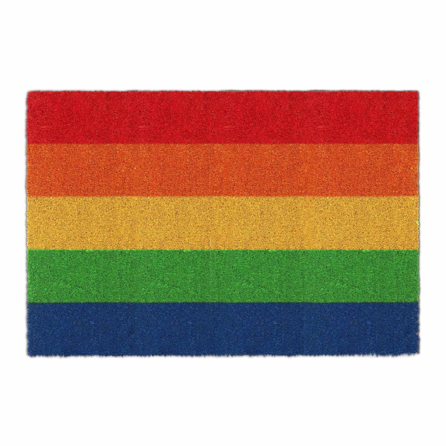 Door mat made of coconut in rainbows