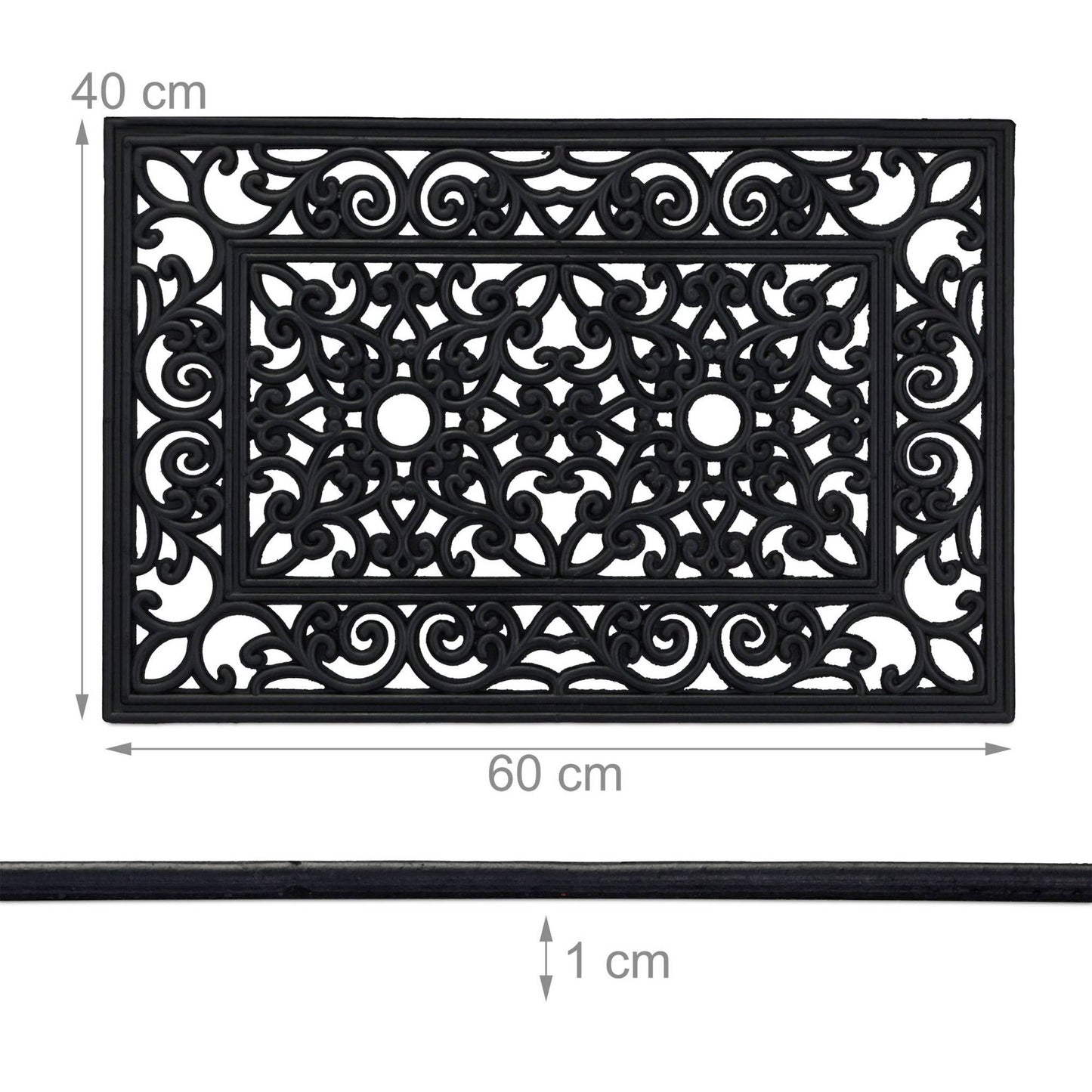 Door mat made of rubber with ornaments