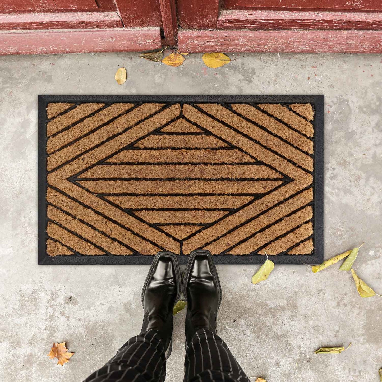 Door mat rubber & coconut striped
