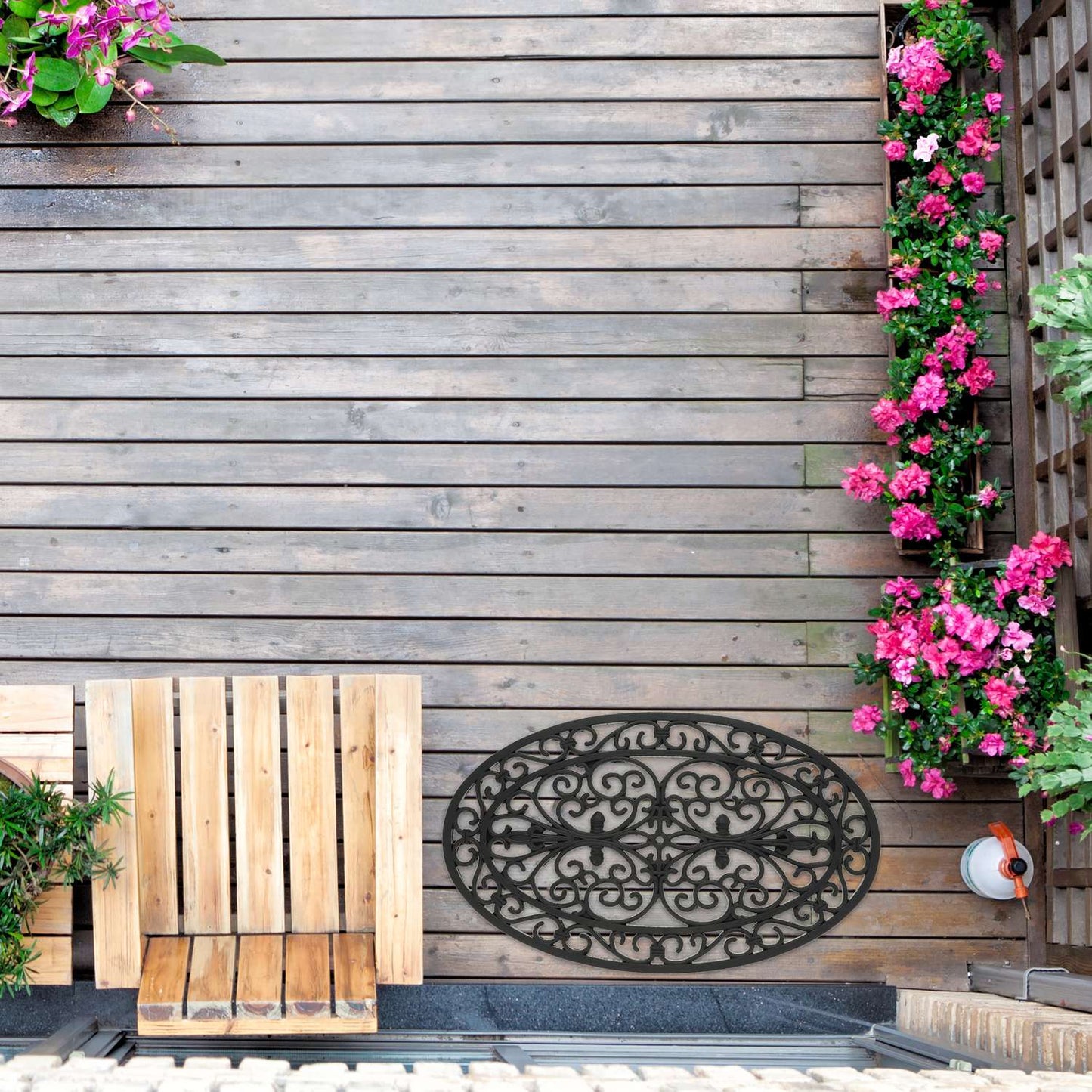 Door mat rubber ornament oval