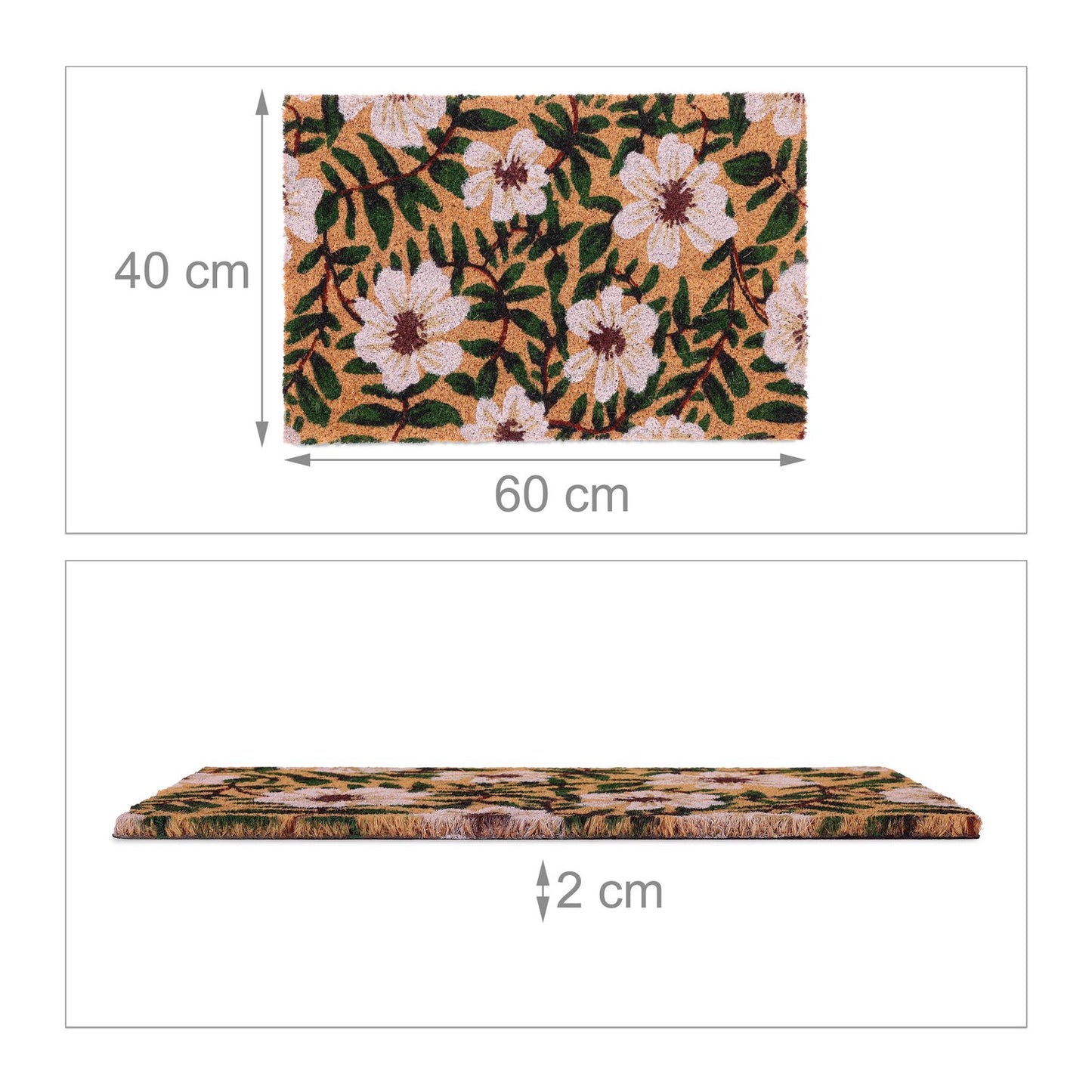 Door mat with coconut and flowers