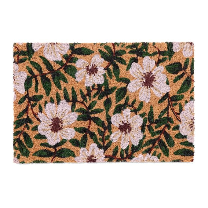 Door mat with coconut and flowers