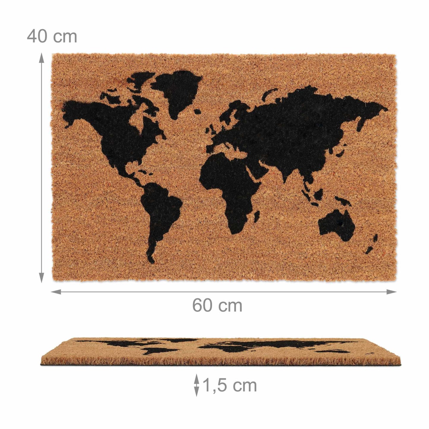 Door mat with world map in coconut