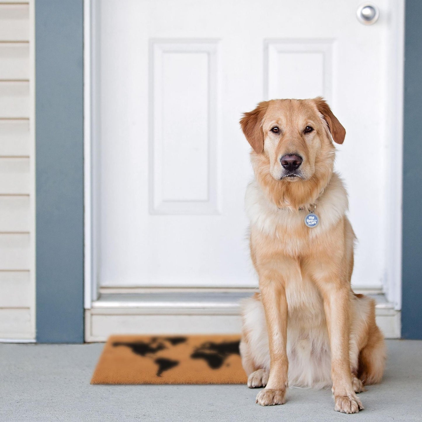 Door mat with world map in coconut
