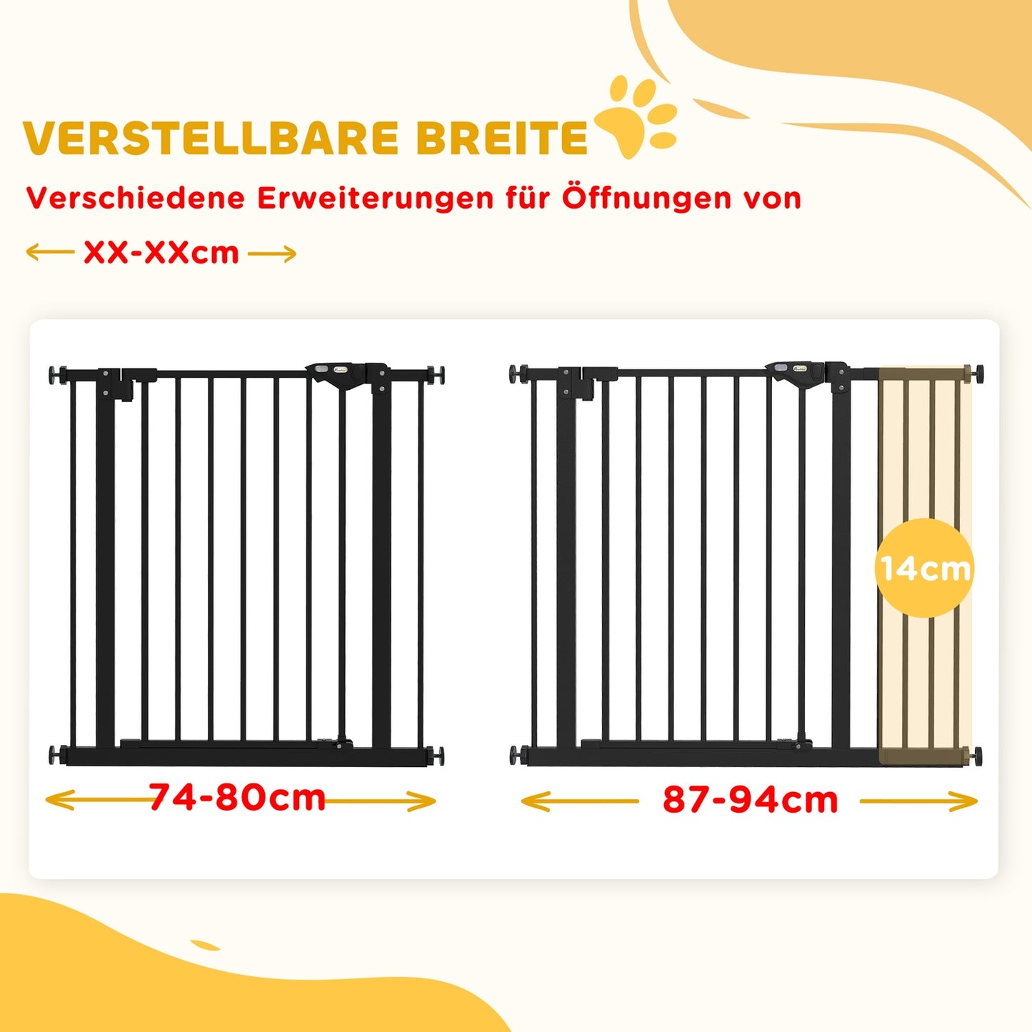 Dog protection gate, adjustable width, no drilling, black