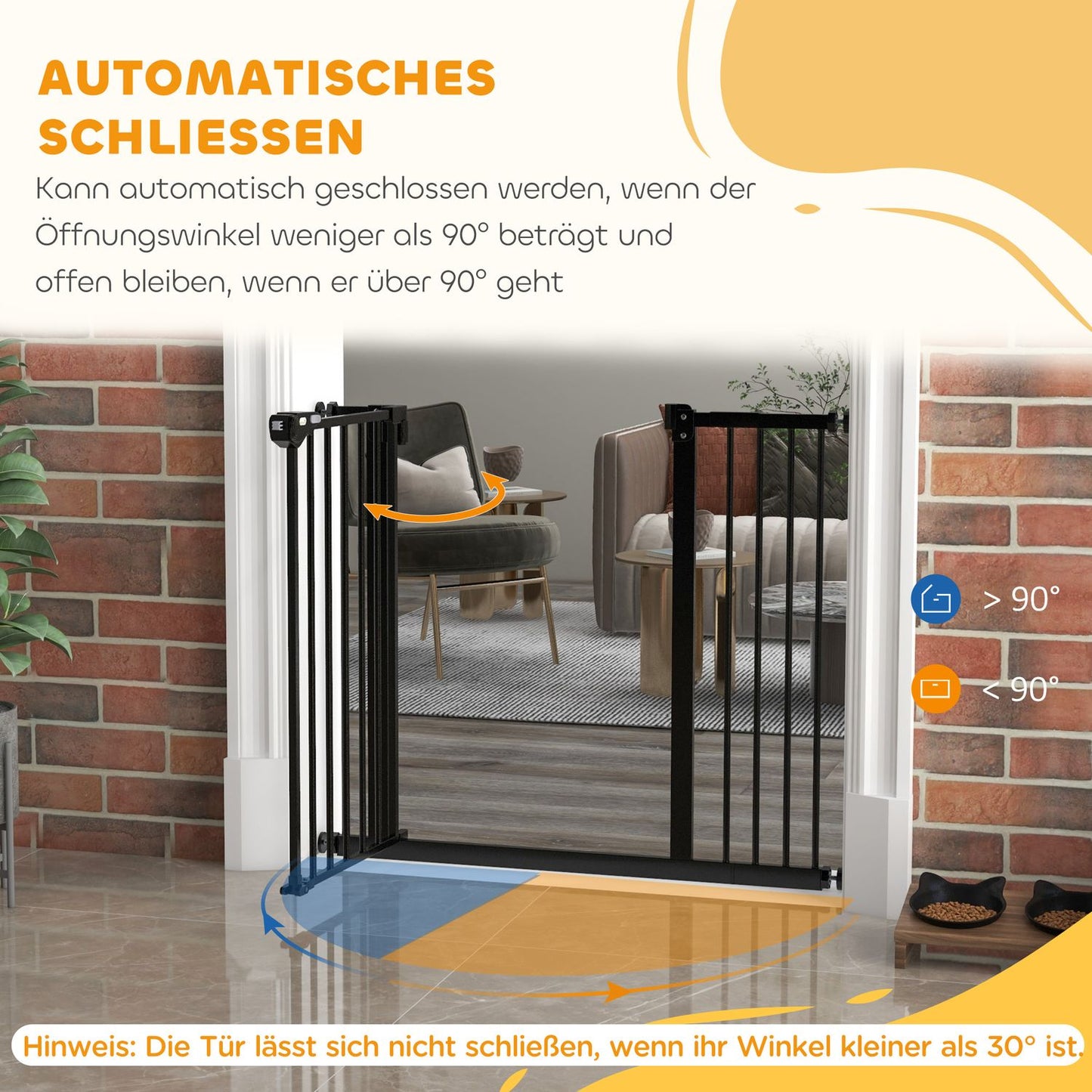 Dog protection gate, adjustable width, no drilling, black