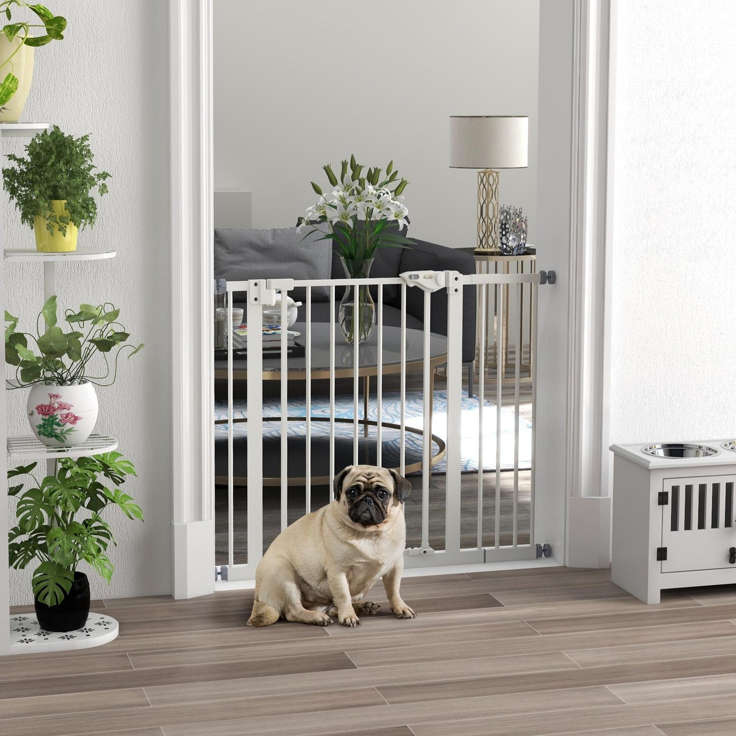 Dog Safety Gate - Expandable Metal, No-Drill, 74-94 cm