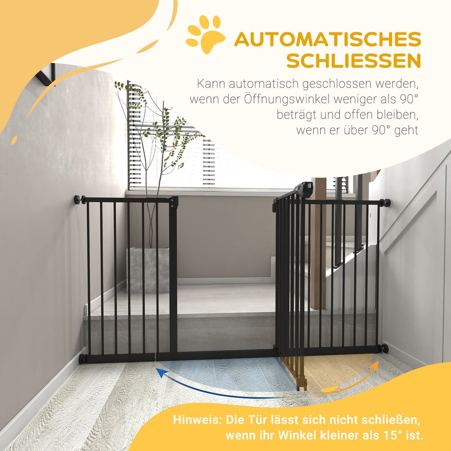 Pet Safety Gate - Metal & Plastic, No Drill, 136.3x76.2cm