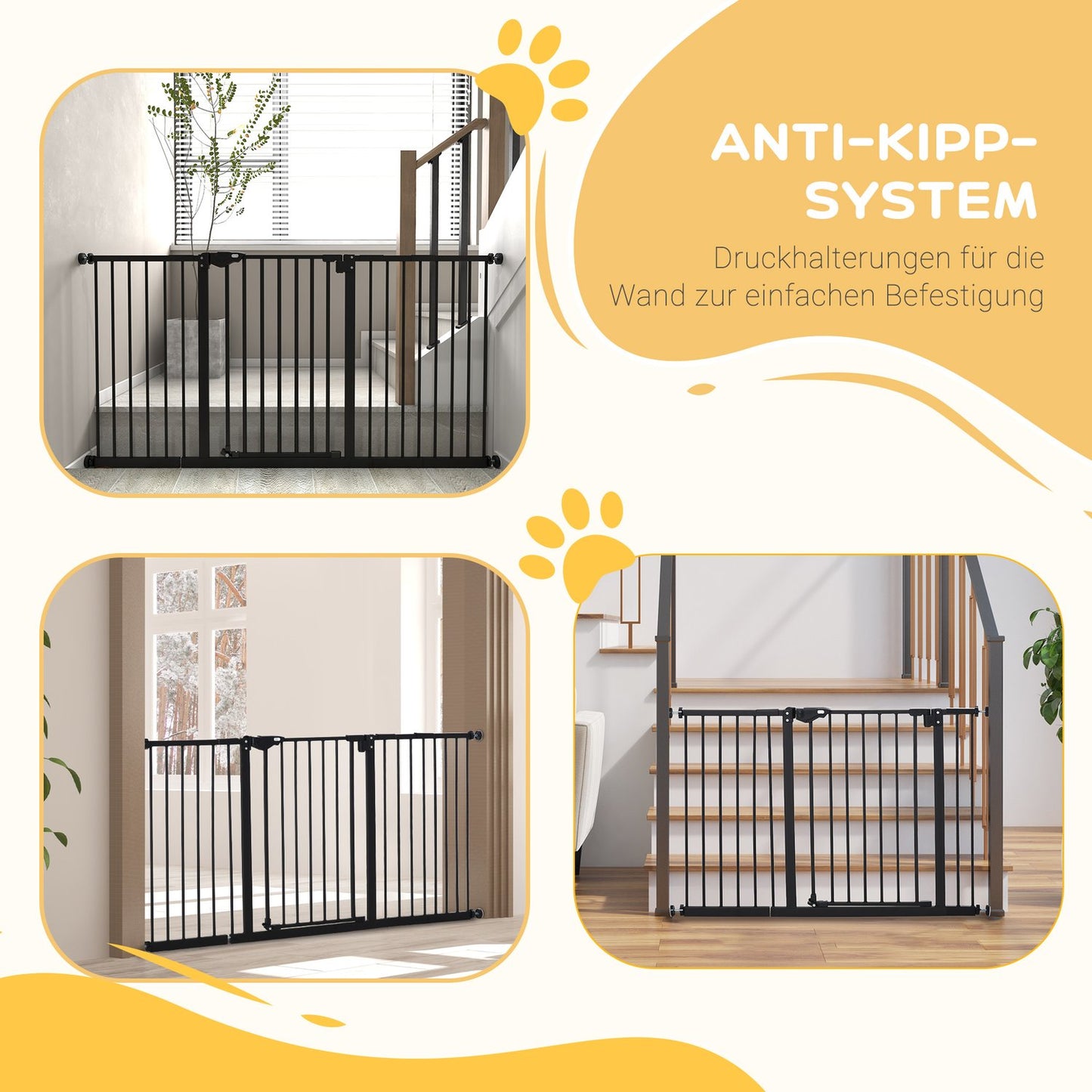 Pet Safety Gate - Metal & Plastic, No Drill, 136.3x76.2cm