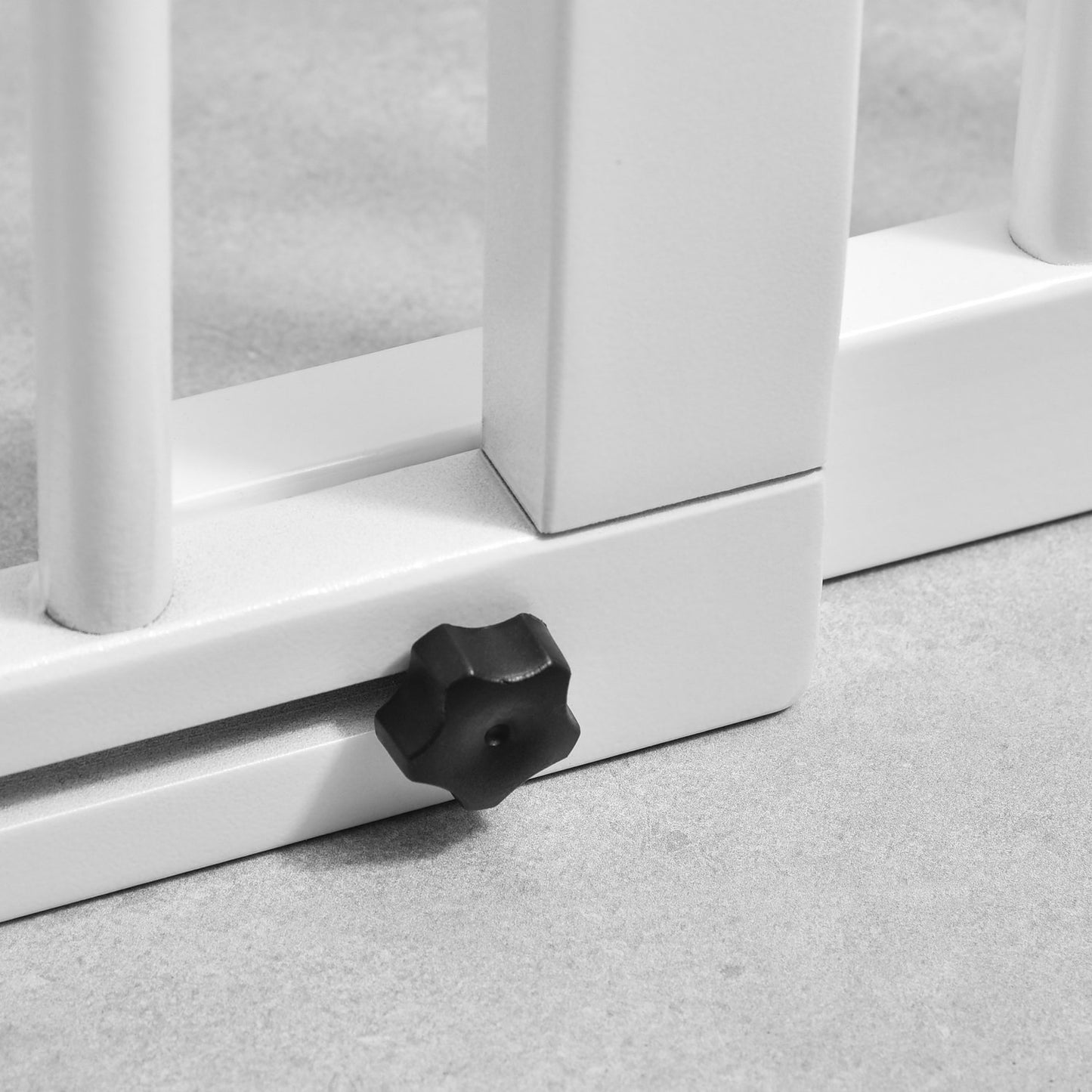 Dog Safety Gate - Freestanding wooden with easy access door, white