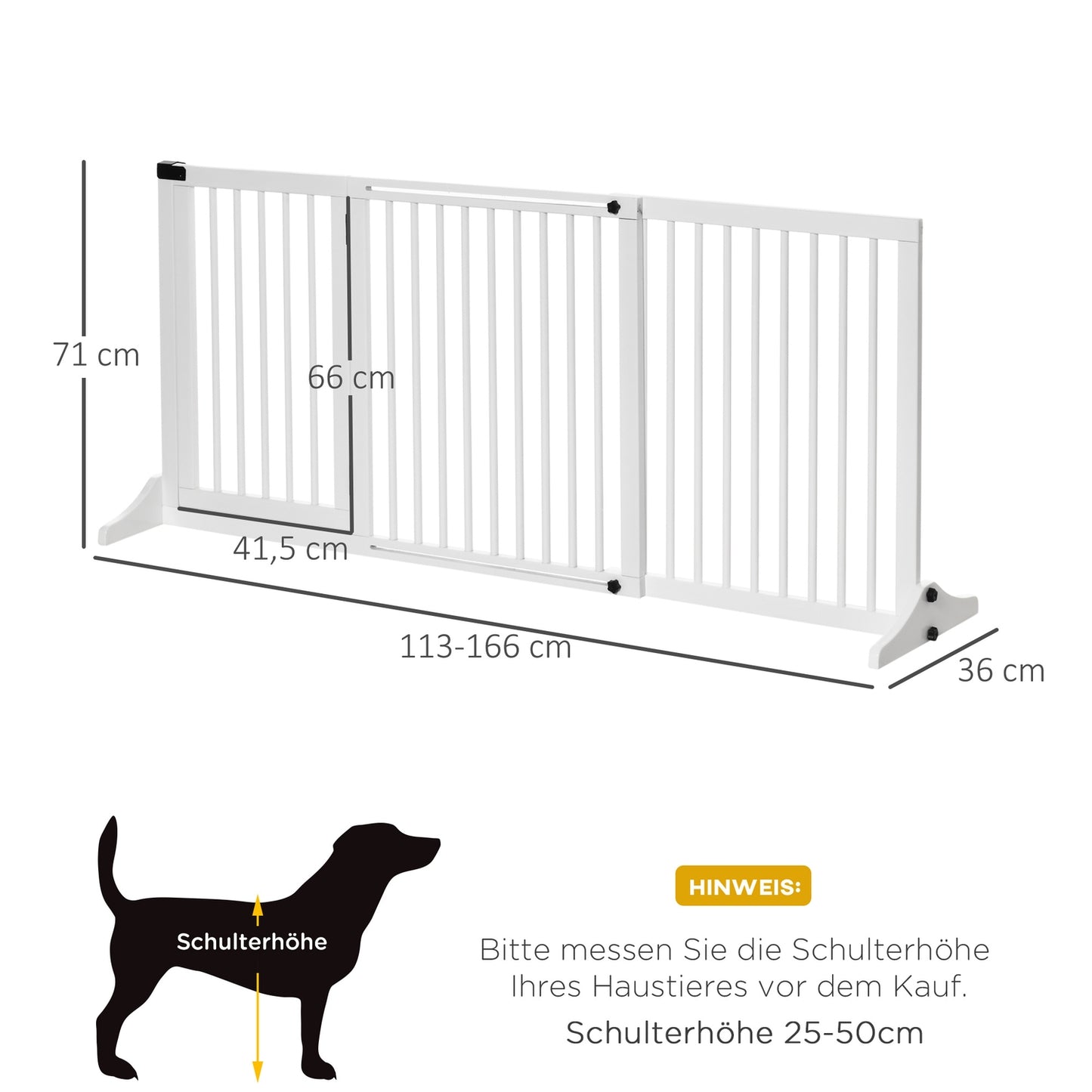 Dog Safety Gate - Freestanding wooden with easy access door, white