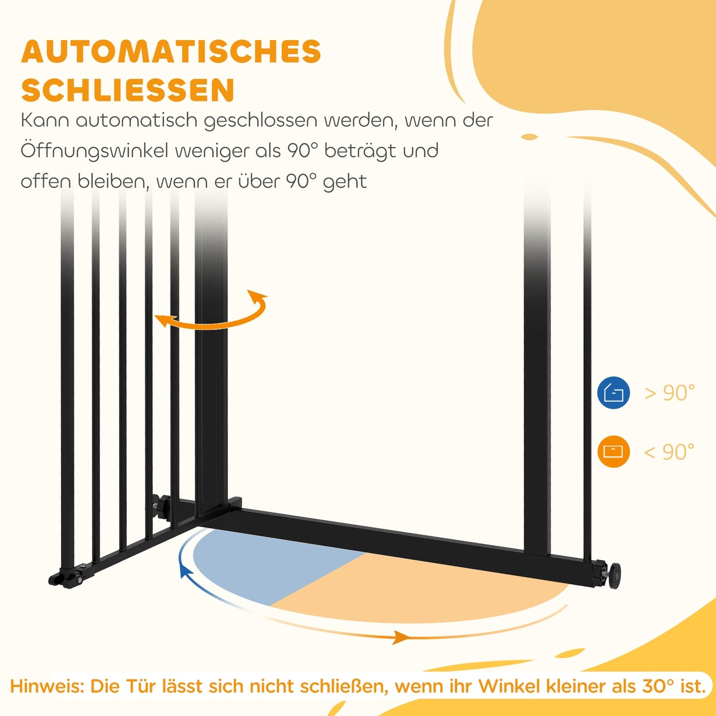 Dog safety stair gate, 74-80 cm, Metal & Plastic, Black