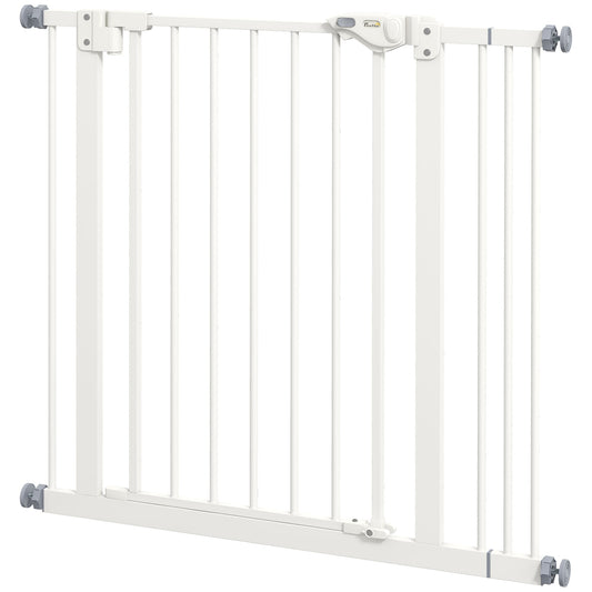 Dog protection gate, 74-87cm, Stair barrier, No drill, White