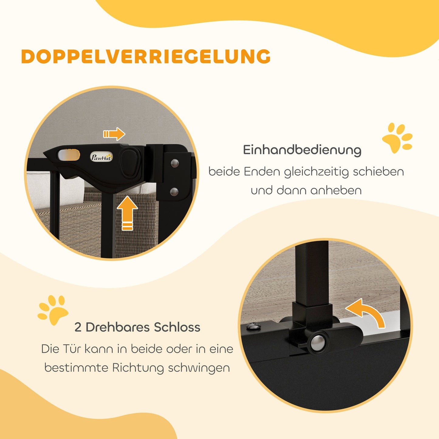 Dog Safety Gate - Adjustable, No-Drill, Black, 74-87 cm