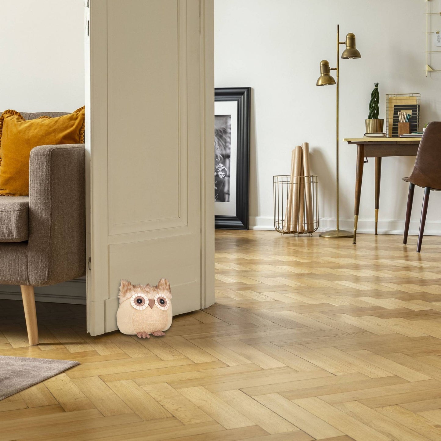 Door stop Owl brown