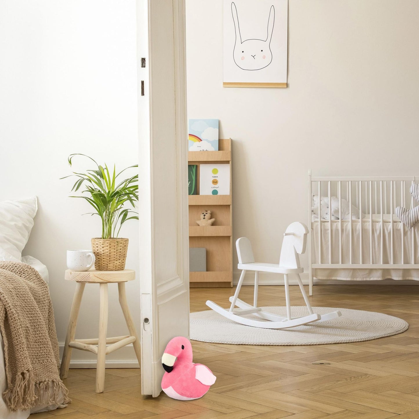 Door stop fabric flamingo