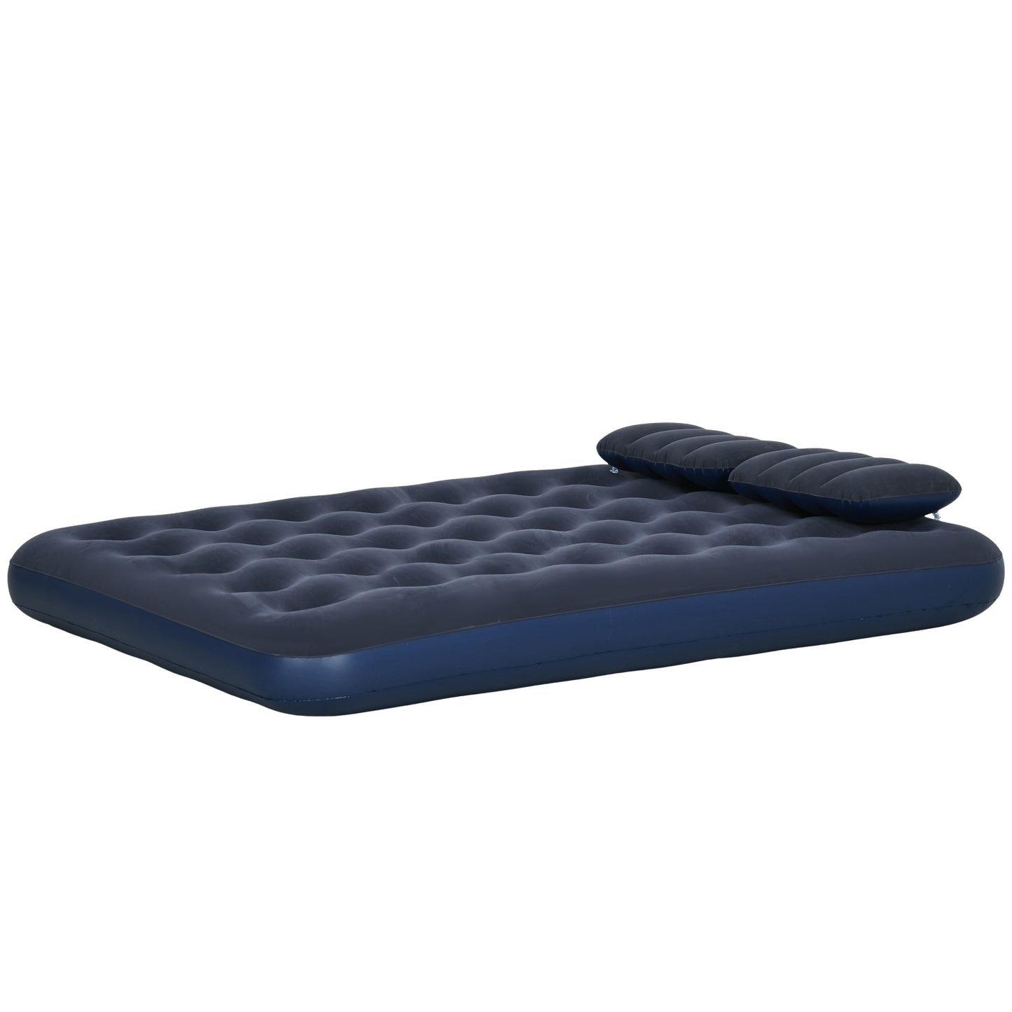 Double Air Mattress With Hand Pump & Pillow, Blue, 203x152x22Cm