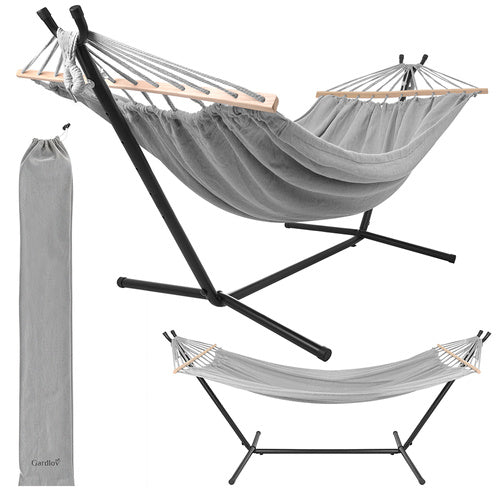Double Garden Hammock with Frame, 200x150cm, 250kg Capacity