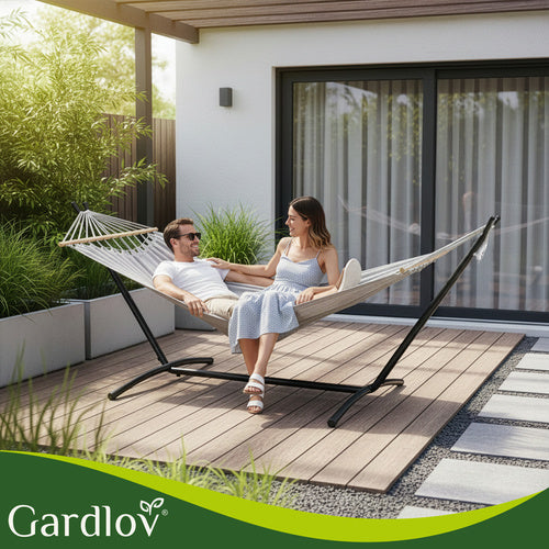 Double Garden Hammock with Frame, 200x150cm, 250kg Capacity