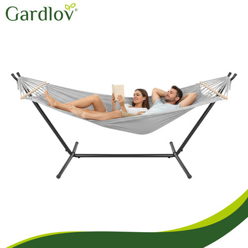 Double Garden Hammock with Frame, 200x150cm, 250kg Capacity