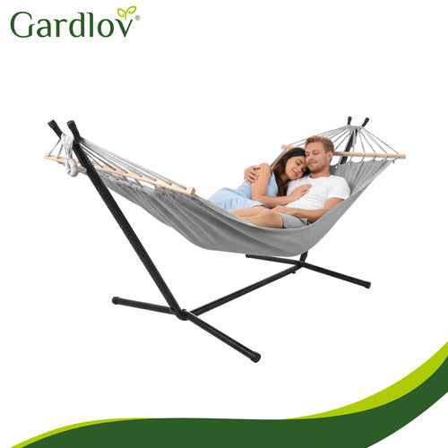 Double Garden Hammock with Frame, 200x150cm, 250kg Capacity