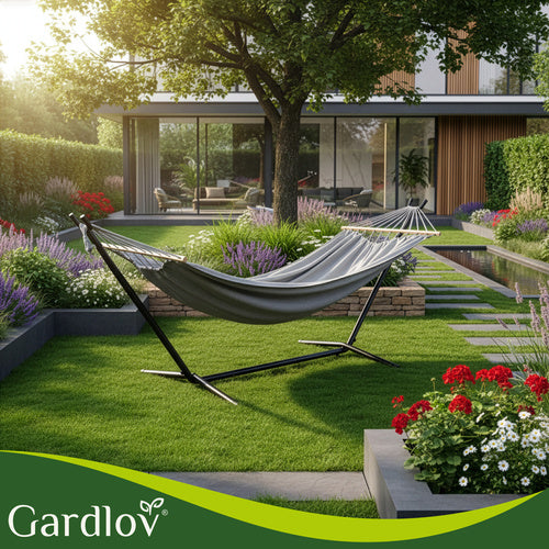 Double Garden Hammock with Frame, 200x150cm, 250kg Capacity