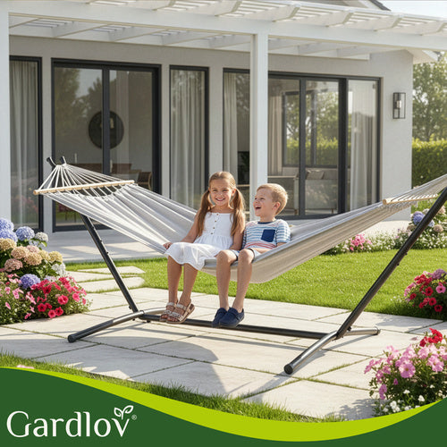 Double Garden Hammock with Frame, 200x150cm, 250kg Capacity