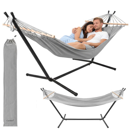 Double Garden Hammock with Frame, 200x150cm, 250kg Capacity