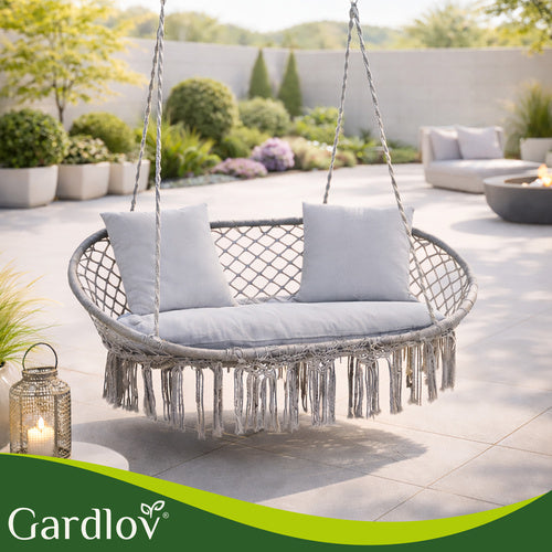 Double Garden Swing Cushion Set, Gray – Polyester/Cotton