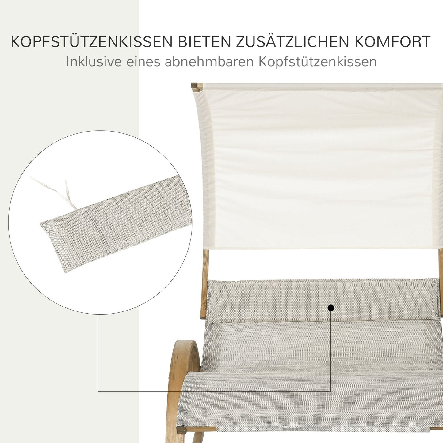 Outdoor rocking sun lounger with larch roof, grey/white