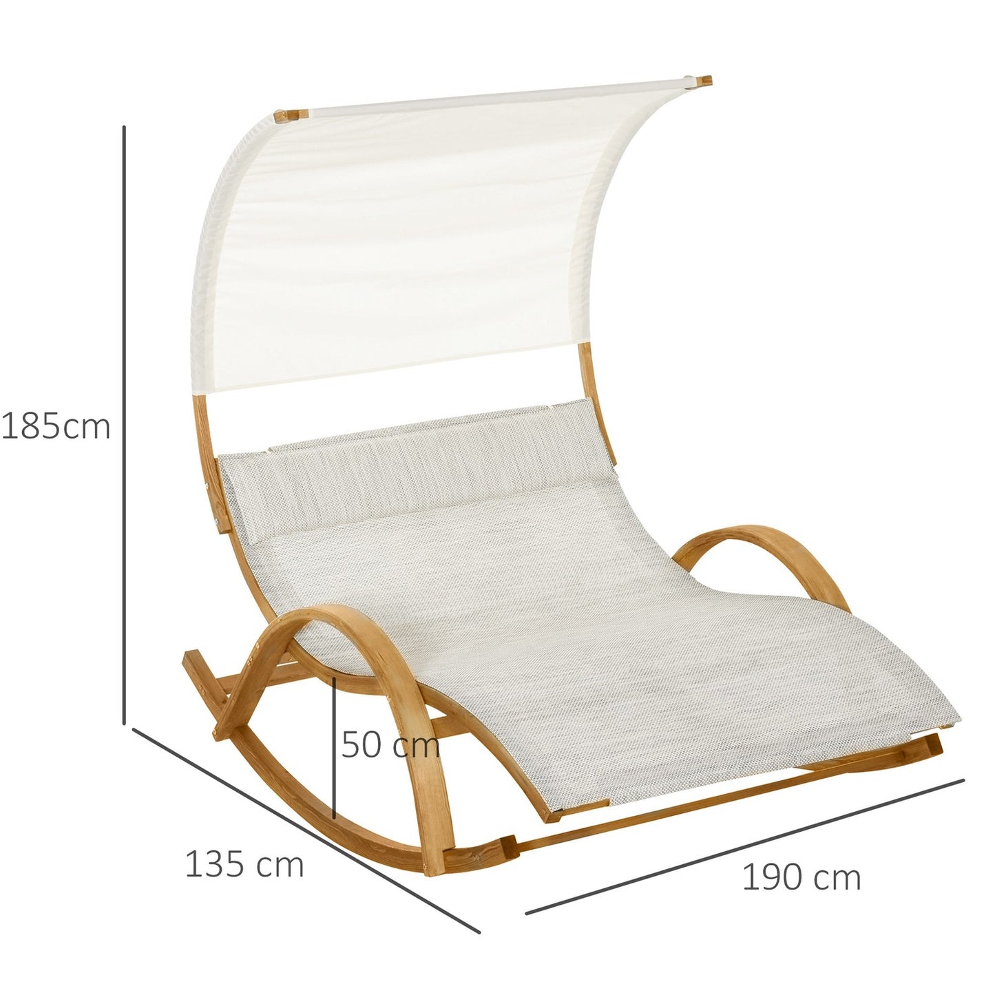 Outdoor rocking sun lounger with larch roof, grey/white