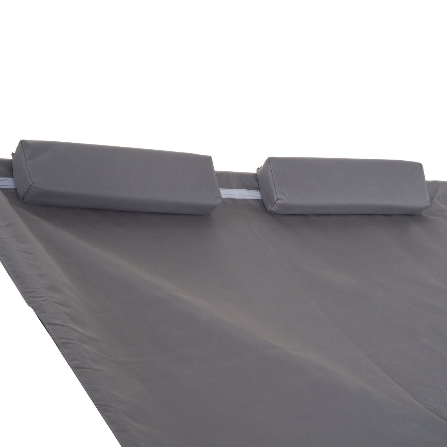 Double sun lounger in gray steel with rollable roof, 200x170x134cm