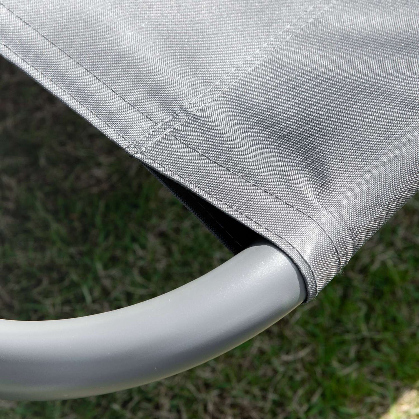 Double sun lounger in gray steel with rollable roof, 200x170x134cm