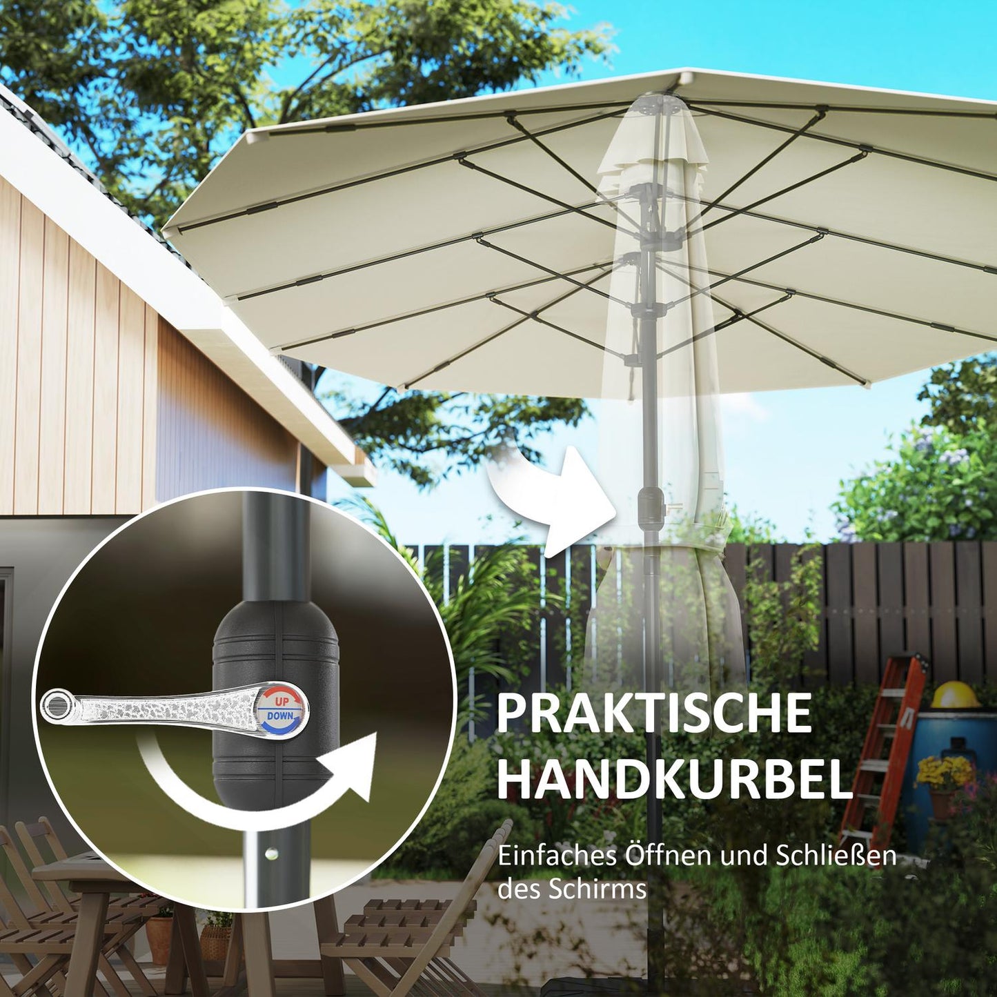 Double Oval Parasol 436x260 cm, UV protection, Beige