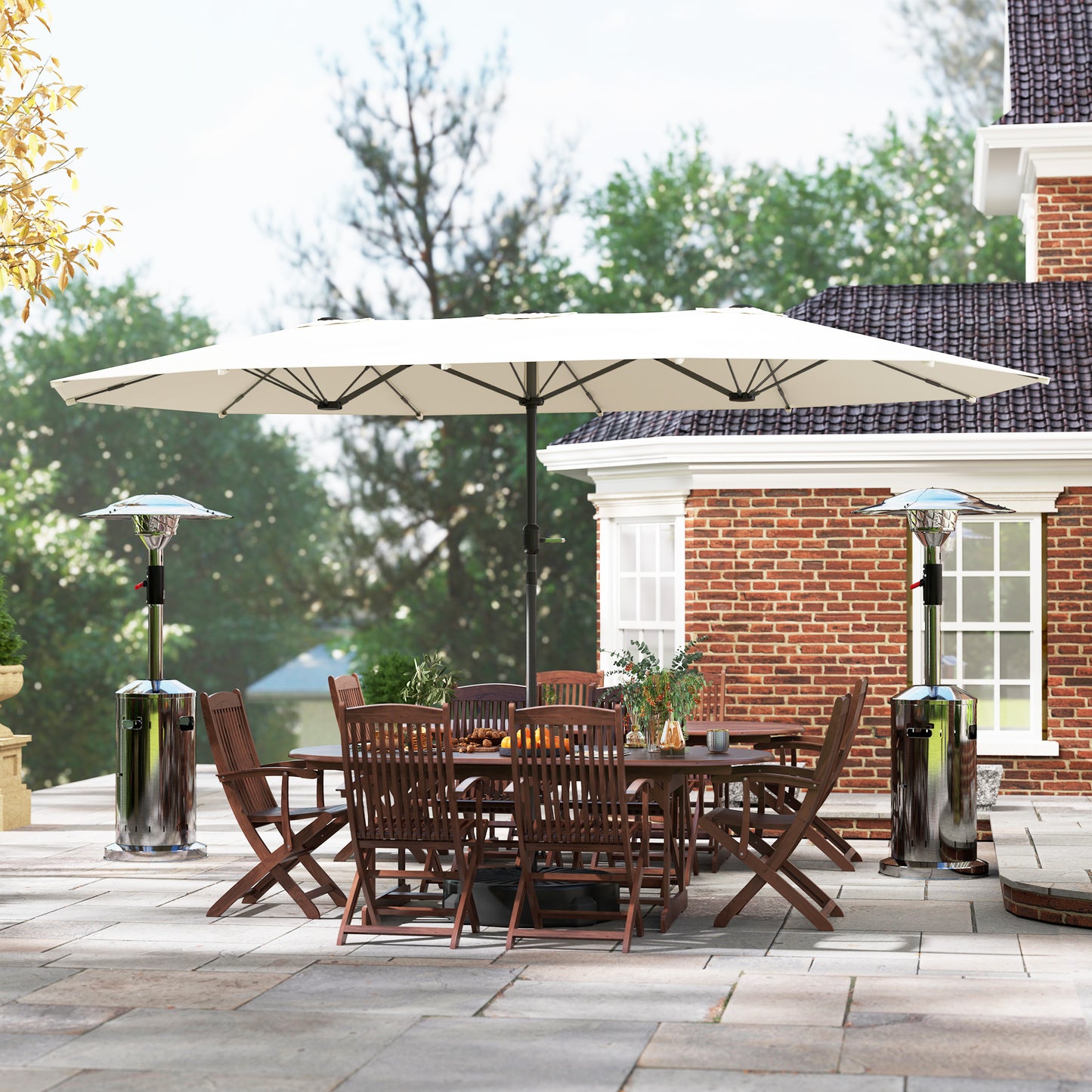 Double Oval Parasol 436x260 cm, UV protection, Beige