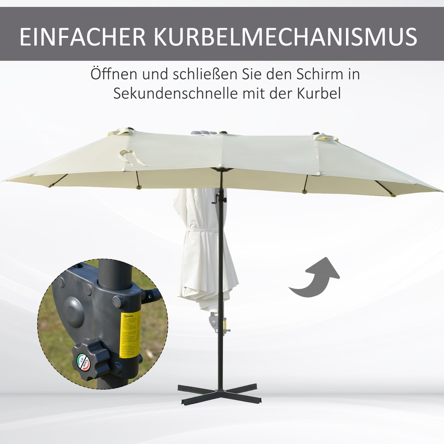 Double cantilever garden umbrella, cream, sun protection