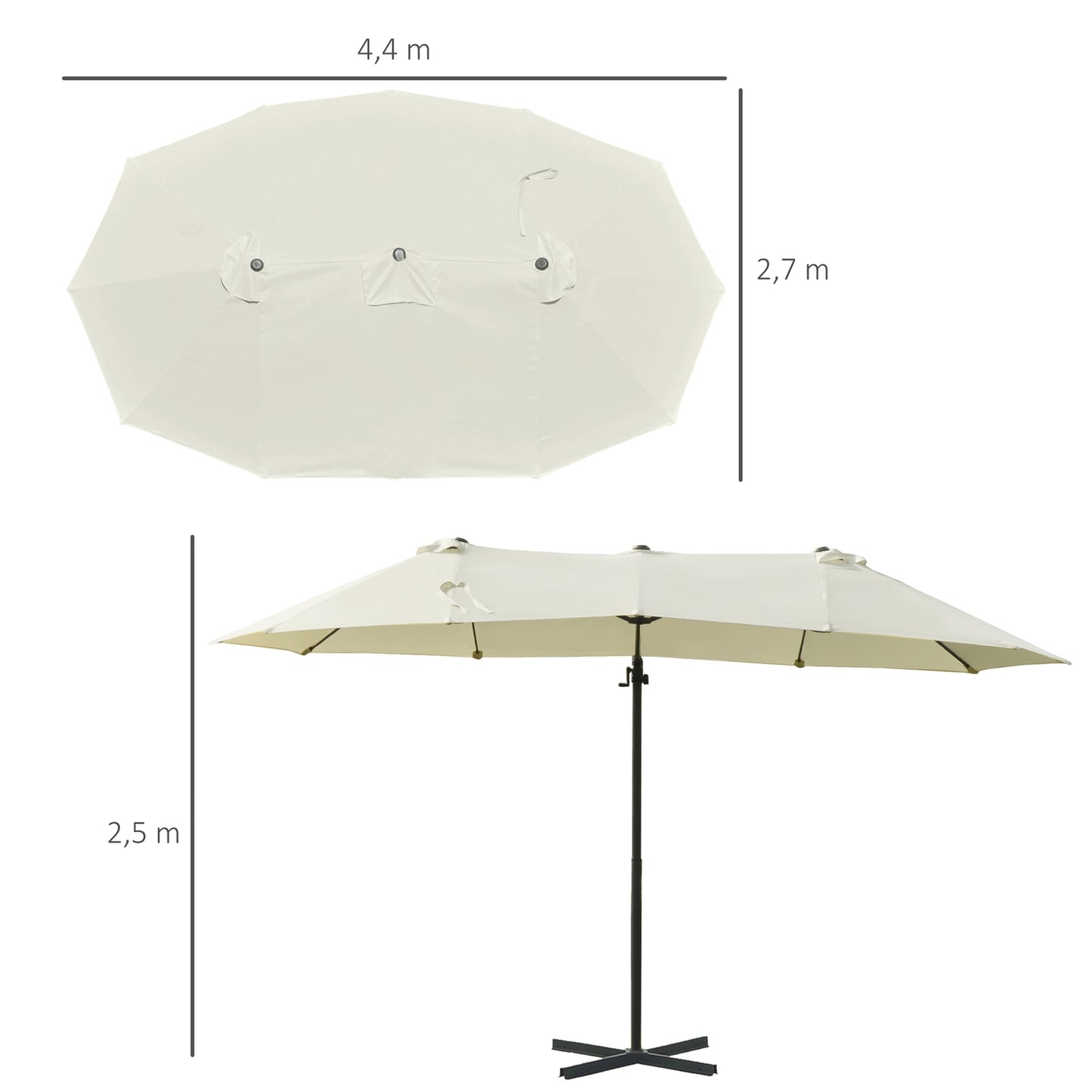 Double cantilever garden umbrella, cream, sun protection