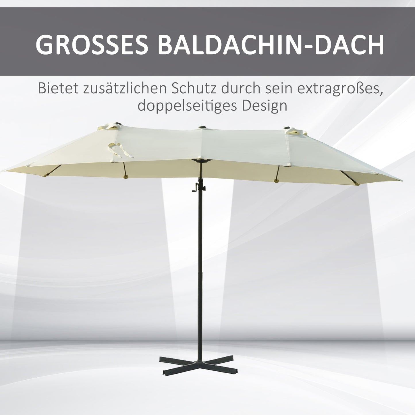 Double cantilever garden umbrella, cream, sun protection