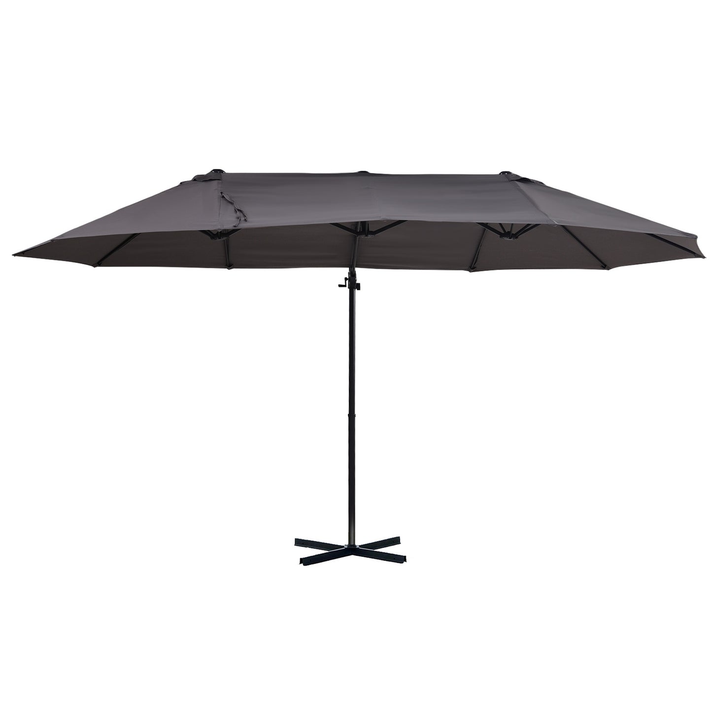Double-sided cantilever umbrella, crank, sunproof, dark grey