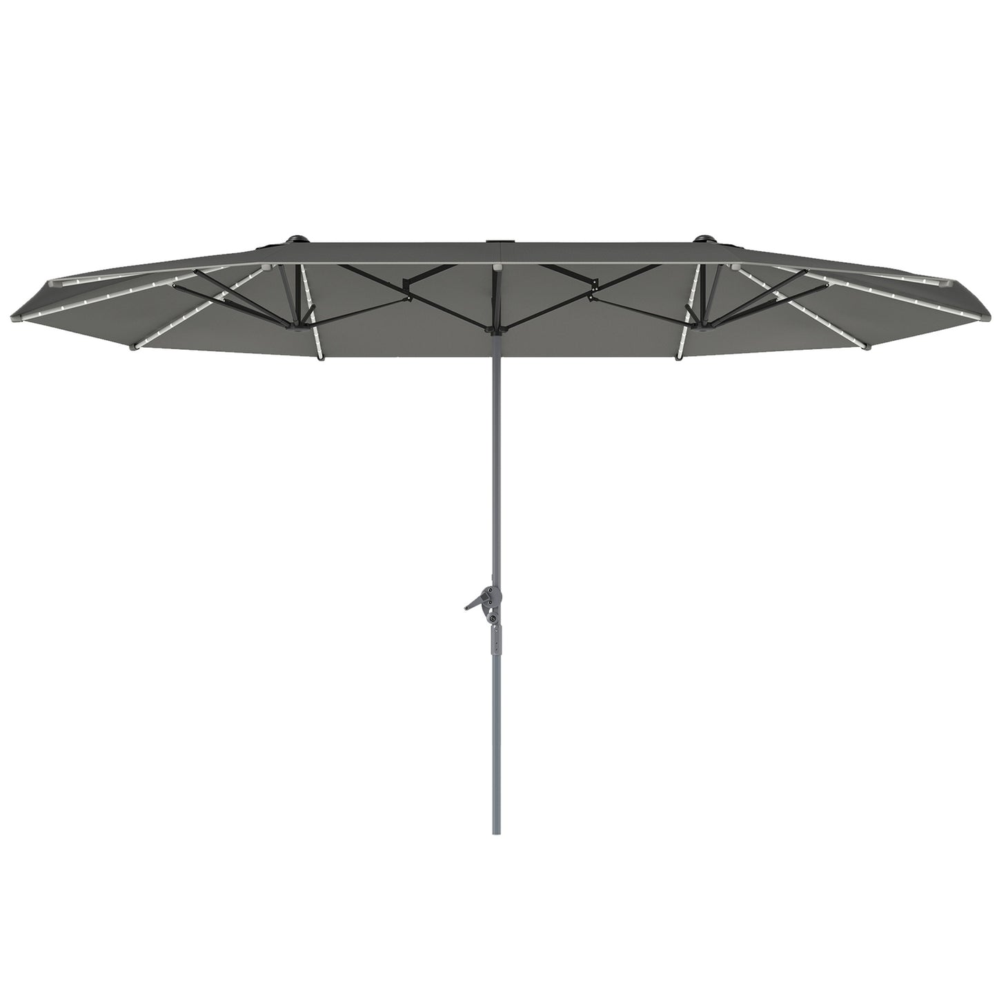 Double parasol with LED, UV50+ protection, dark grey
