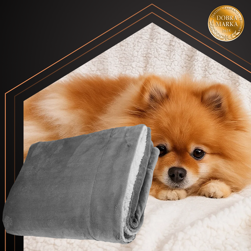 Double-Sided Blanket, Dark Gray, 150x200 cm