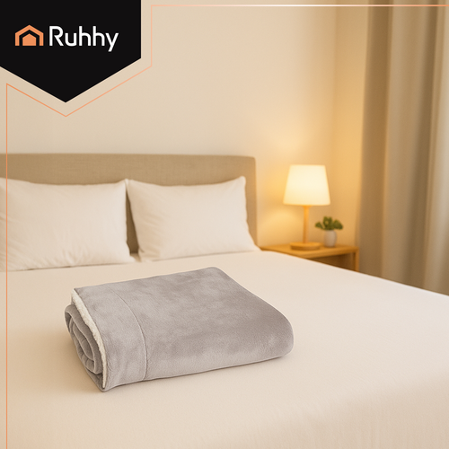 Double-Sided Blanket, Light Gray, 150x200 cm