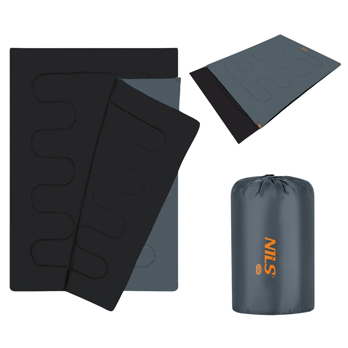 Double Sleeping Bag, Anthracite-Orange, 2-Person
