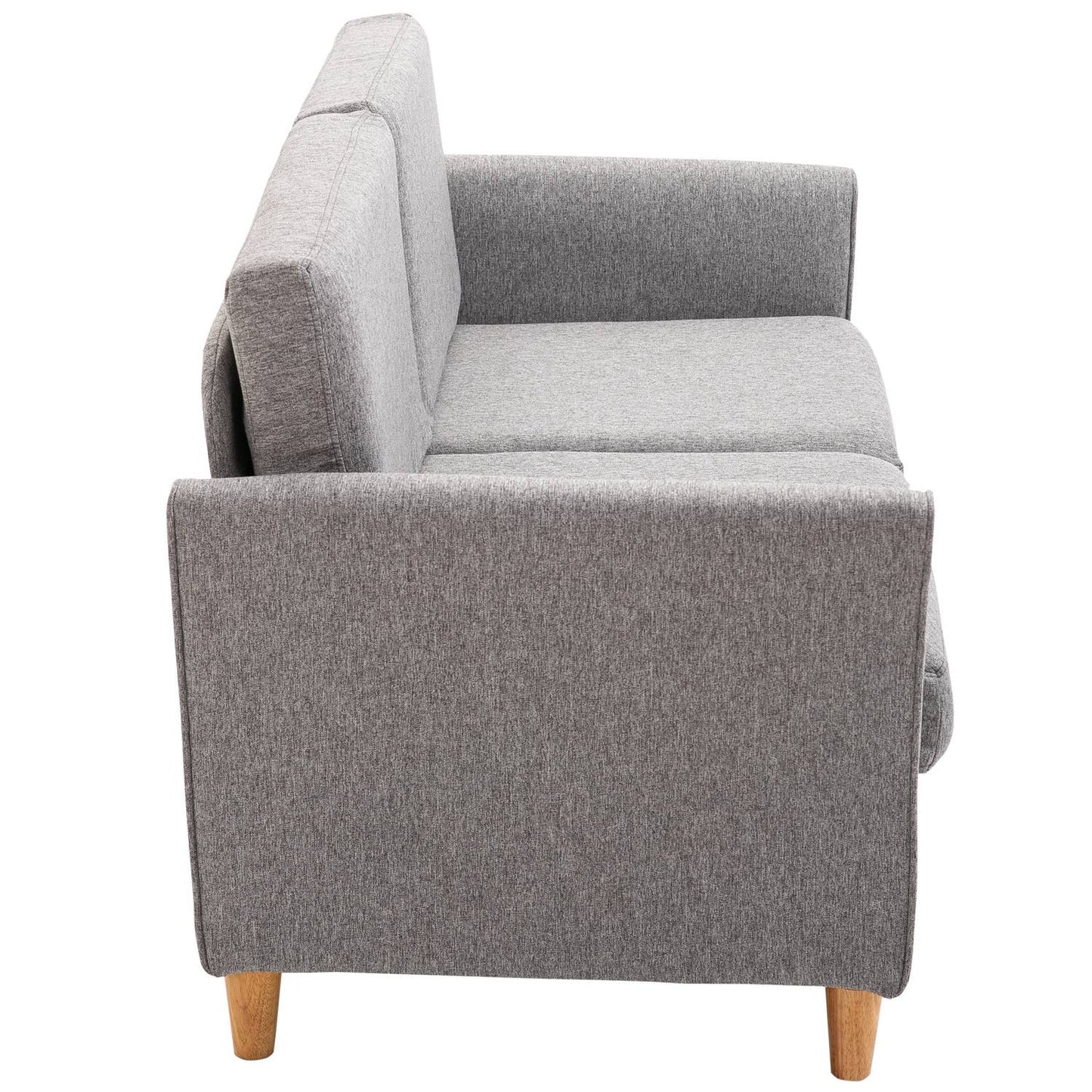 Comfortable double sofa in linen with removable cushions, light grey
