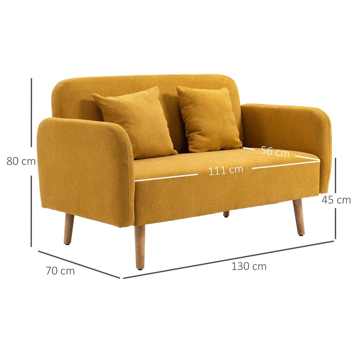 Compact Double Loveseat - Adjustable, velvety polyester