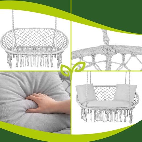 Double Stork's Nest Swing, 300kg Capacity, 3 Cushions