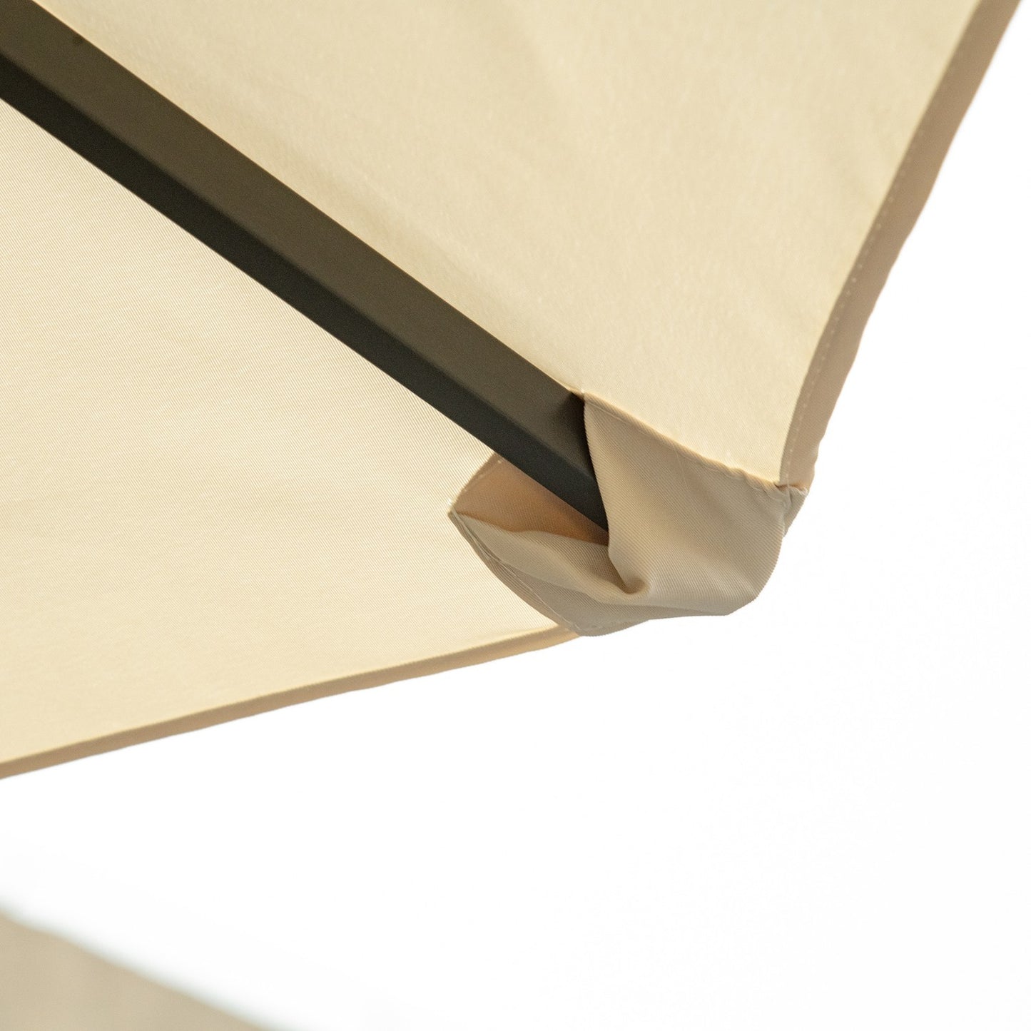 Oval double umbrella with stand, cream white, hand crank