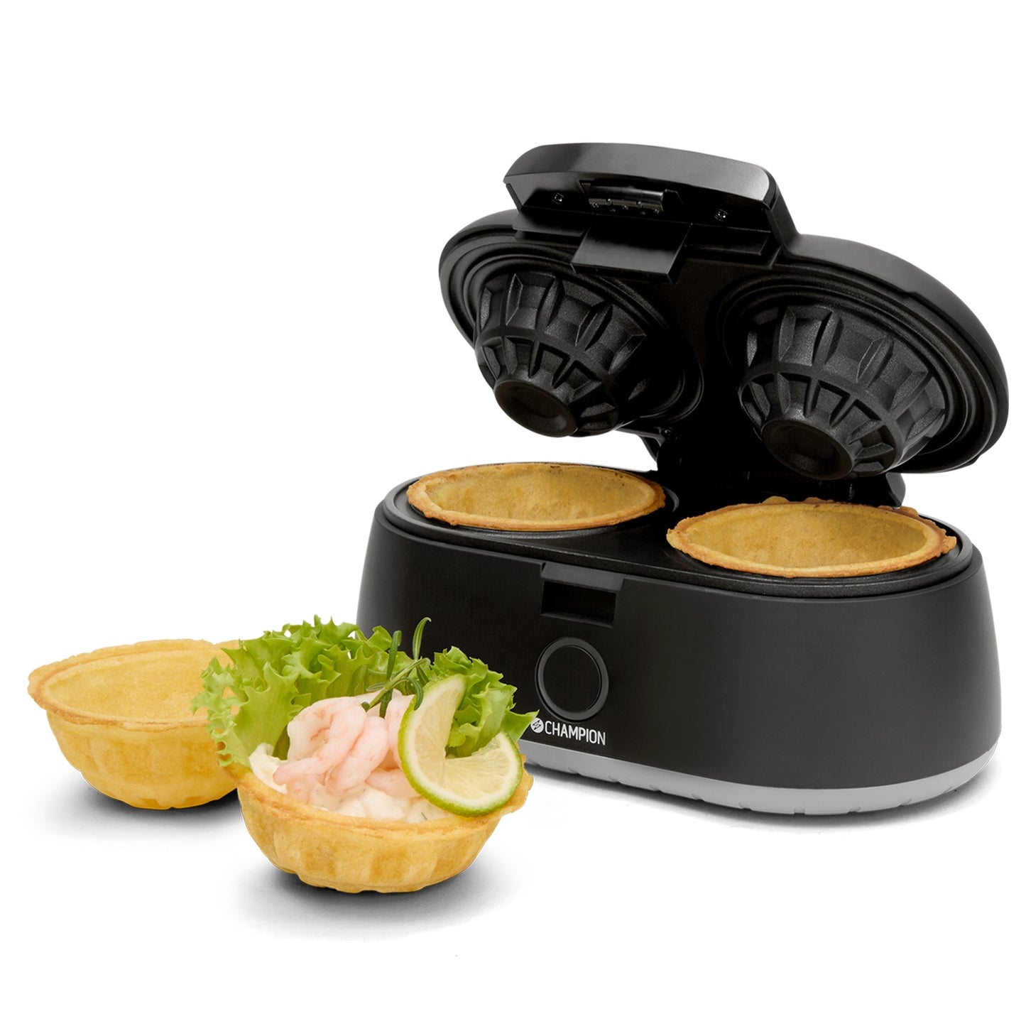 Double Waffle Bowl Maker, 1000W, Non-Stick, Black